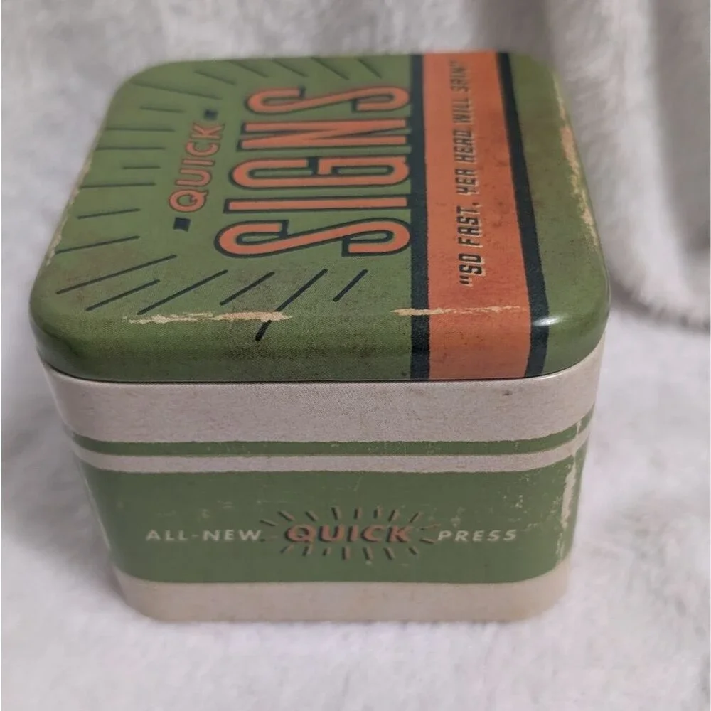 Fossil Green and Orange Tin Box